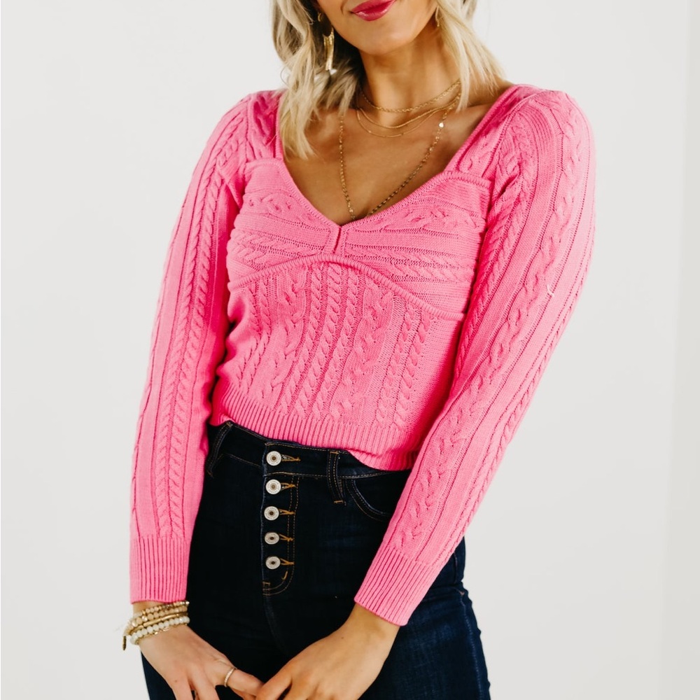 Pink Cable Knit Sweater